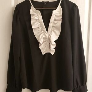 J Crew Ruffle Front Top Blouse Satin Crepe XXL